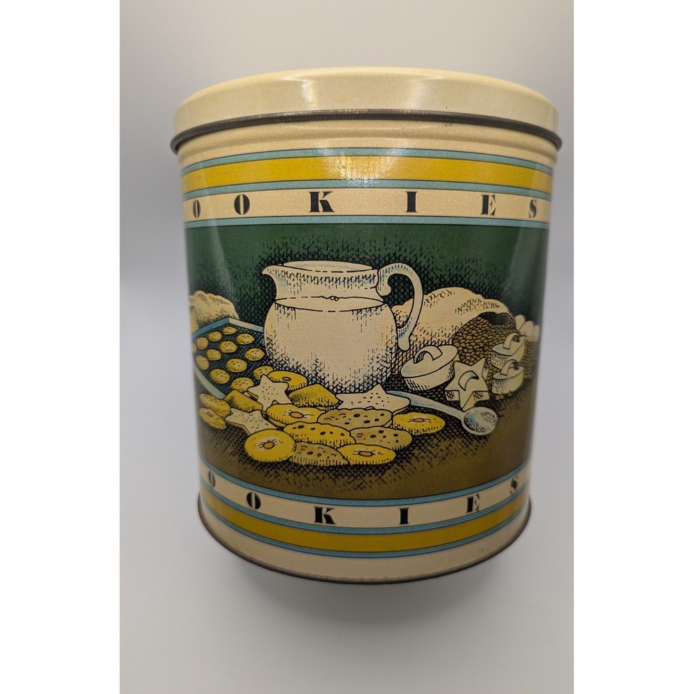 Vintage 1979 Pentron Industries Cookie Tin Storage Container Metal Kitchen Decor